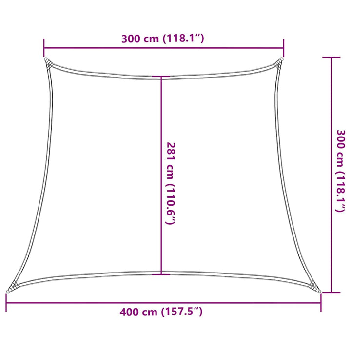 solsejl 160 g/m² 3/4x3 m HDPE rød