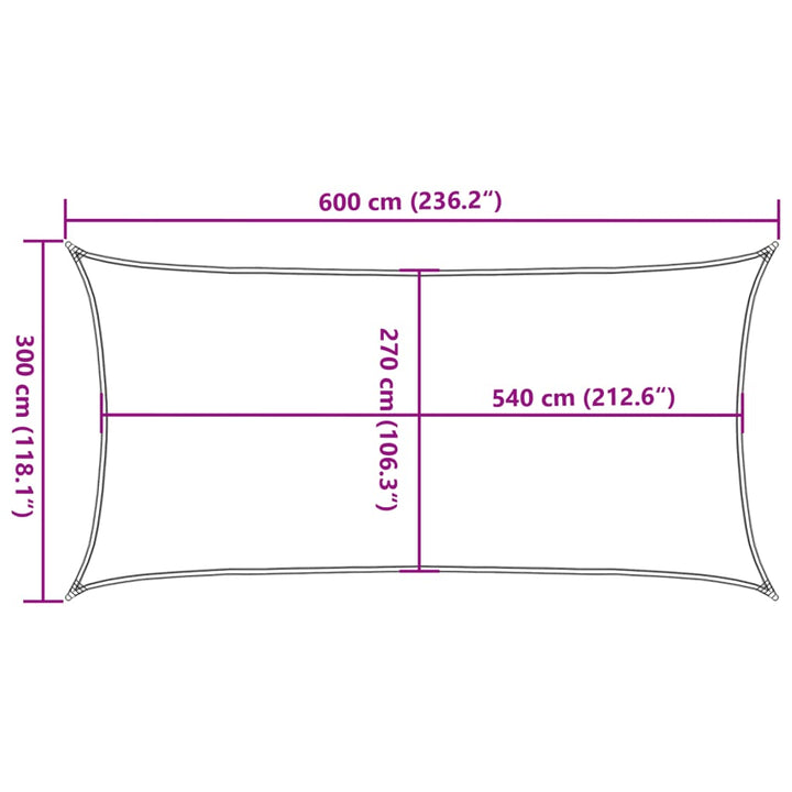 solsejl 3x6 m 160 g/m² HDPE rektangulær orange
