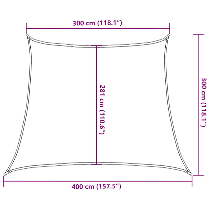 solsejl 3/4x3 m 160 g/m² trapezformet HDPE orange