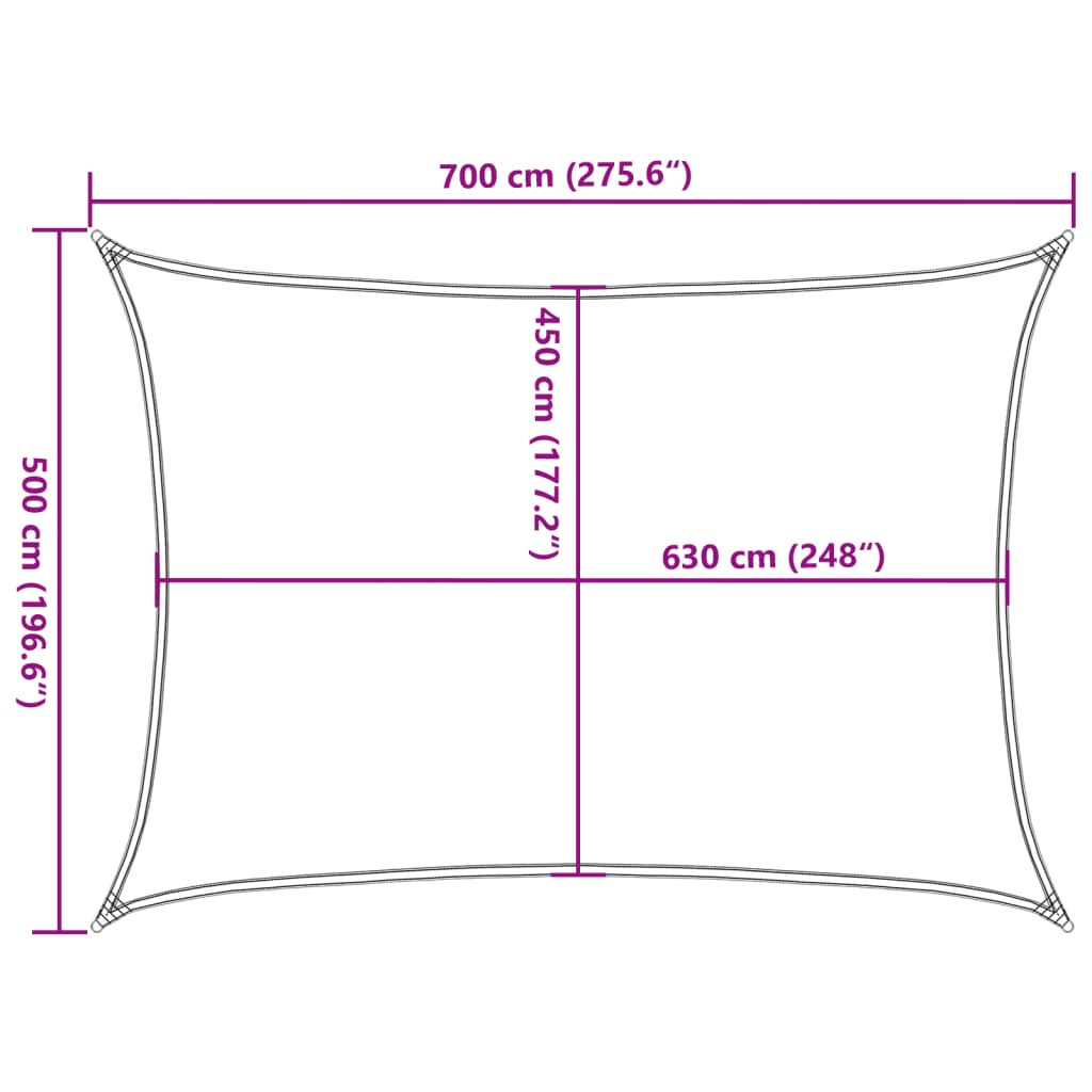 solsejl 5x7 m 160 g/m² HDPE sort