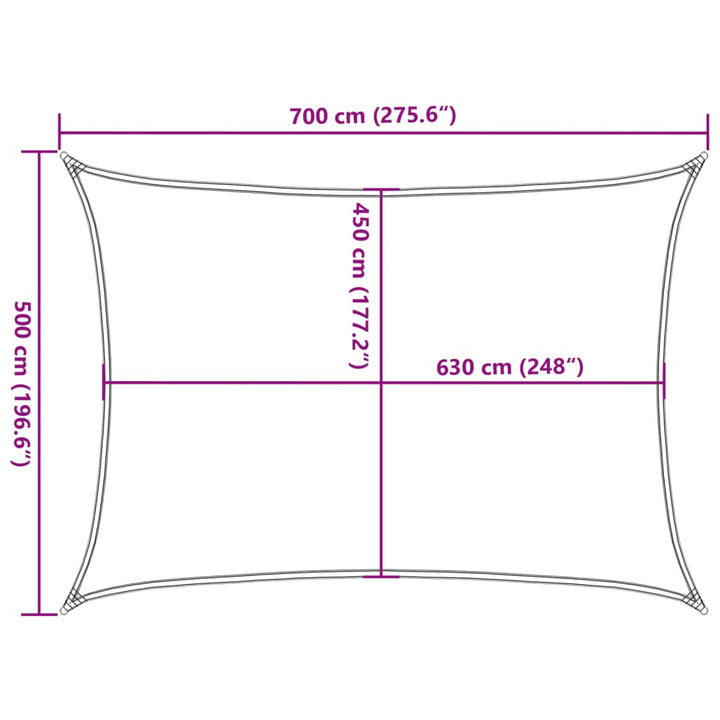 solsejl 5x7 m 160 g/m² HDPE sort