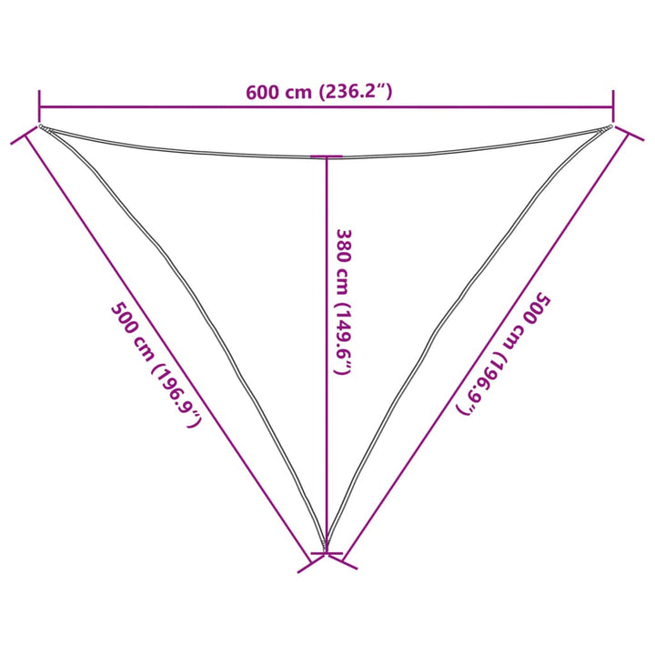 solsejl 5x5x6 m 160 g/m² HDPE brun
