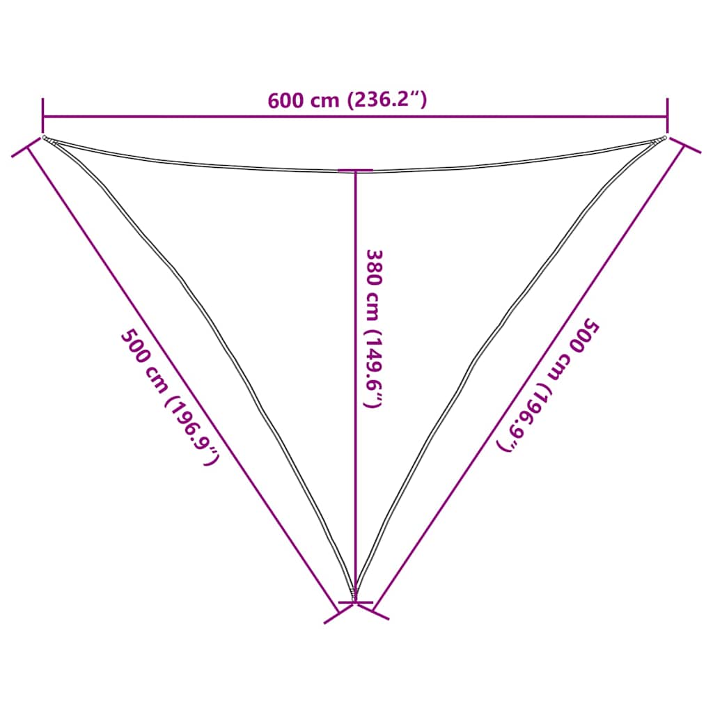 solsejl 5x5x6 m 160 g/m² HDPE brun