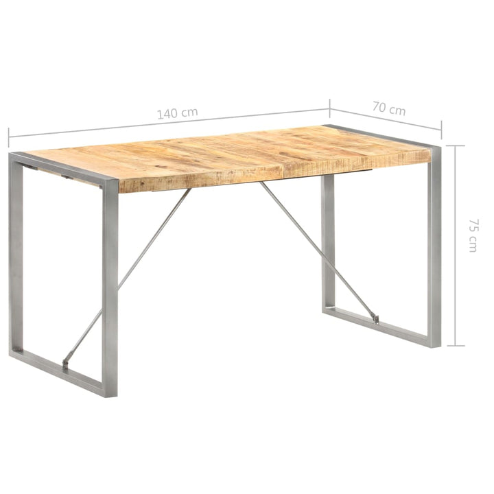 spisebord 140x70x75 cm massivt ru mangotræ
