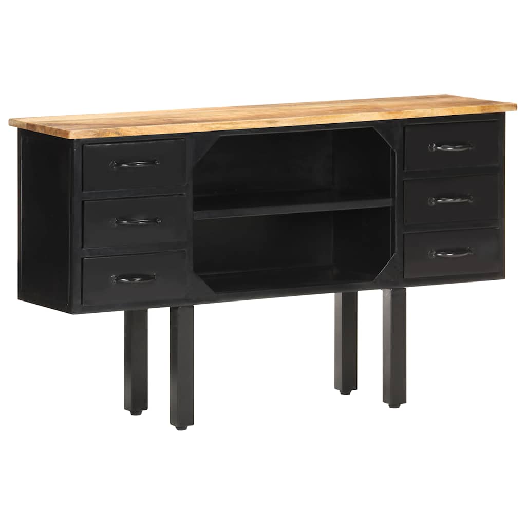skænk 110x30x65 cm massivt ru mangotræ og stål