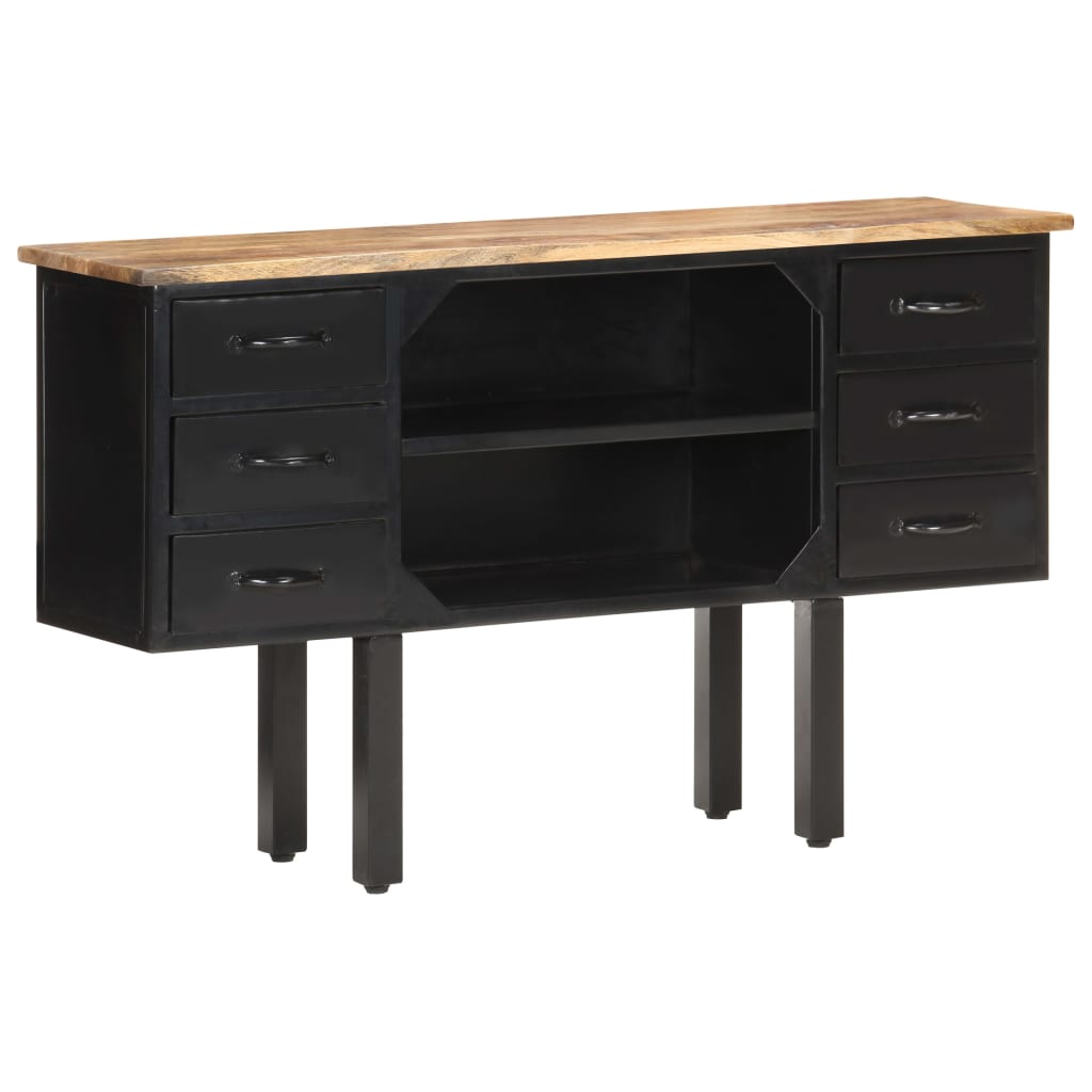 skænk 110x30x65 cm massivt ru mangotræ og stål