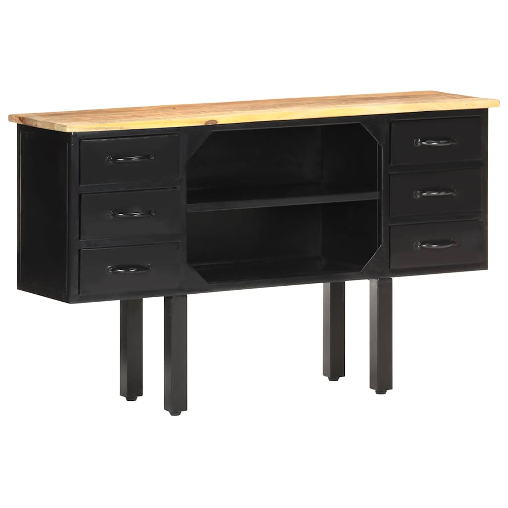 skænk 110x30x65 cm massivt ru mangotræ og stål