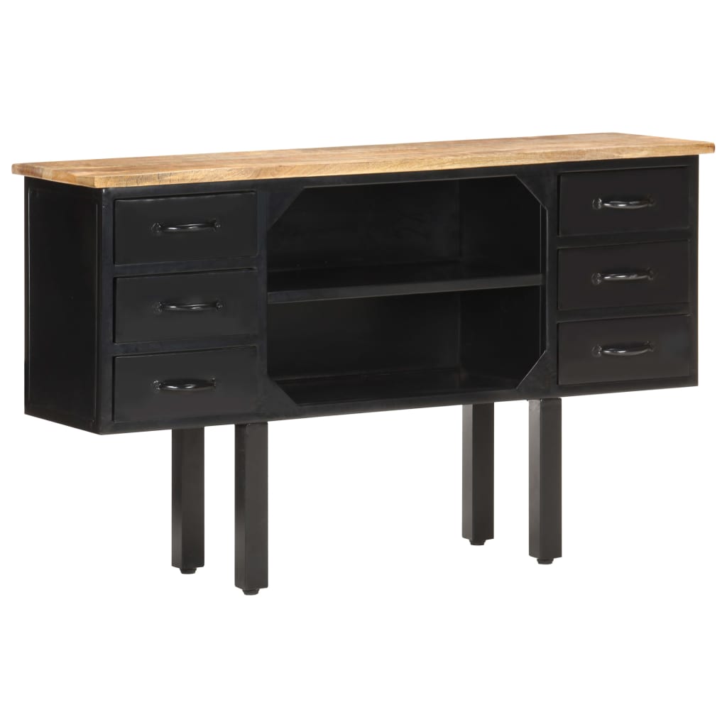 skænk 110x30x65 cm massivt ru mangotræ og stål