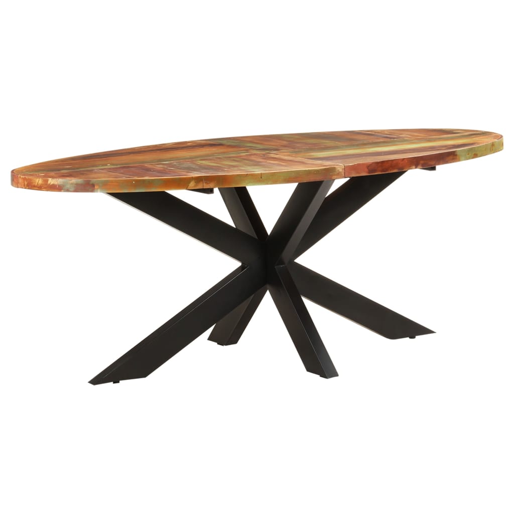 spisebord 200x100x75 cm ovalt massivt genbrugstræ