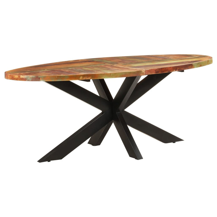 spisebord 200x100x75 cm ovalt massivt genbrugstræ