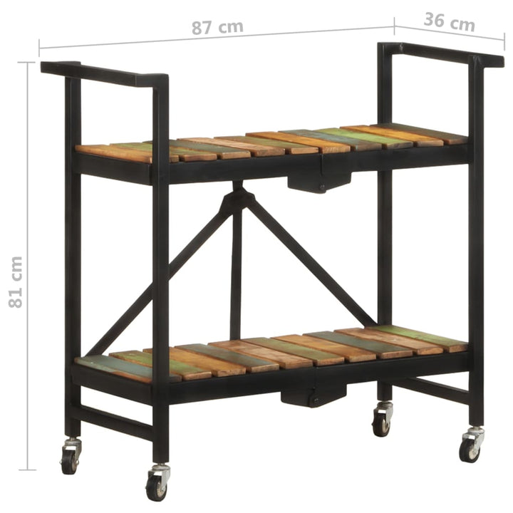 køkkenvogn 87x36x81 cm massivt genbrugstræ