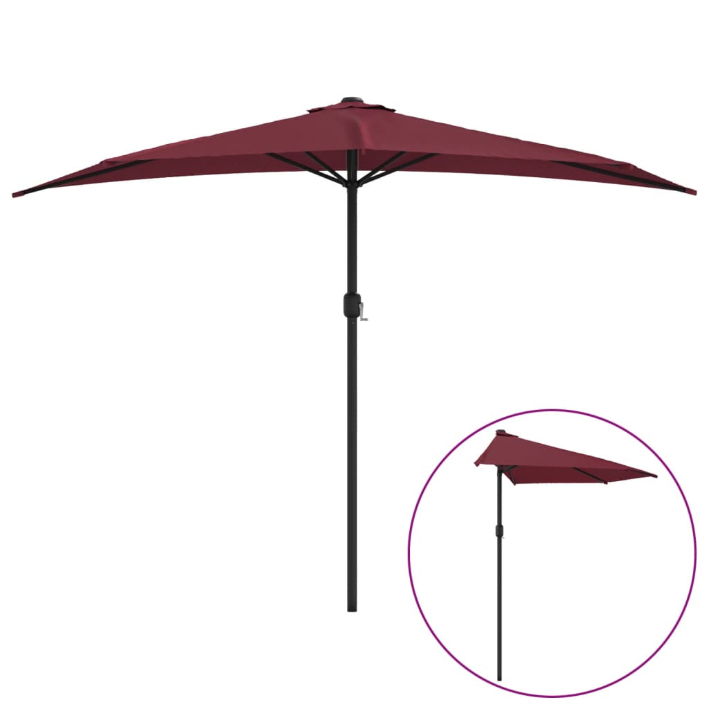 altanparasol med aluminiumsstang 300x155x223 cm halv bordeaux
