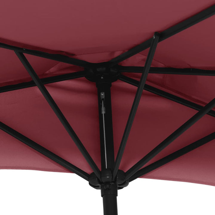 altanparasol med aluminiumsstang 300x155x223 cm halv bordeaux
