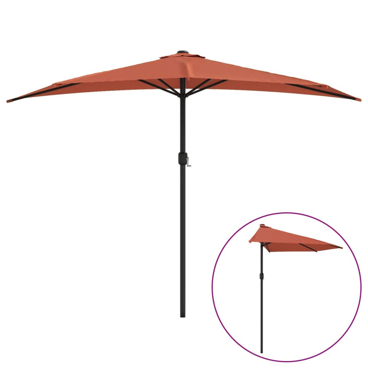 altanparasol med aluminiumsstang 300x155x223 cm halv terrakotta