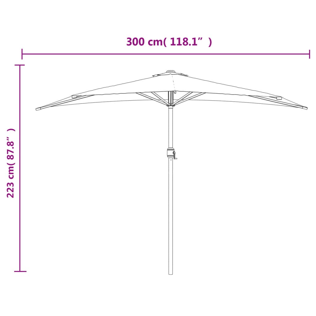 altanparasol med aluminiumsstang 300x155x223 cm halv terrakotta