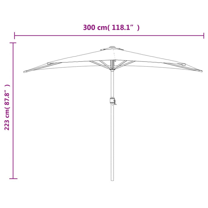 altanparasol med aluminiumsstang 300x155x223 cm halv terrakotta