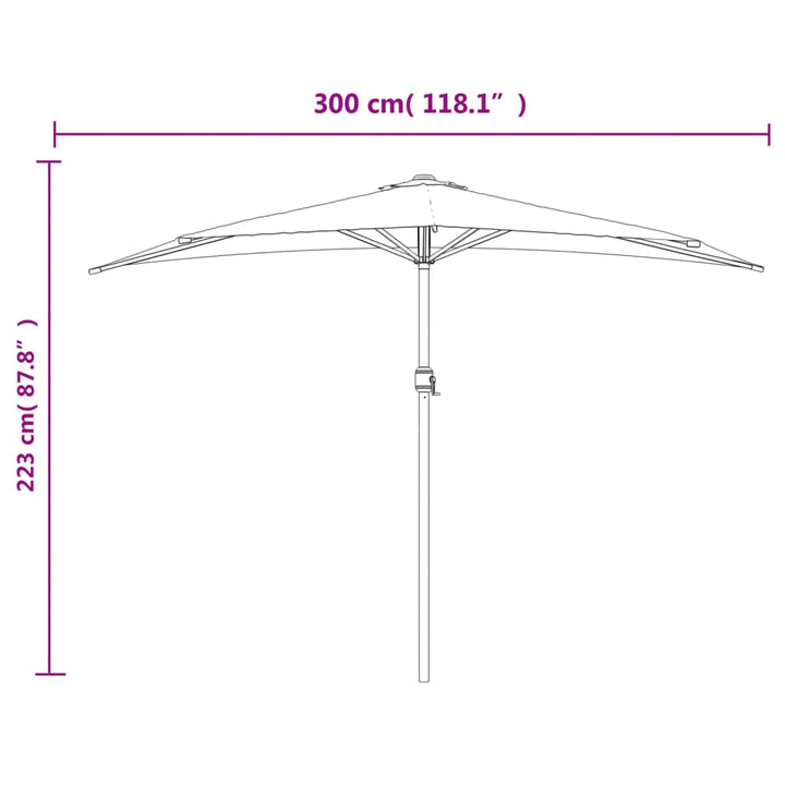 altanparasol med aluminiumsstang 300x155x223 cm halv blå