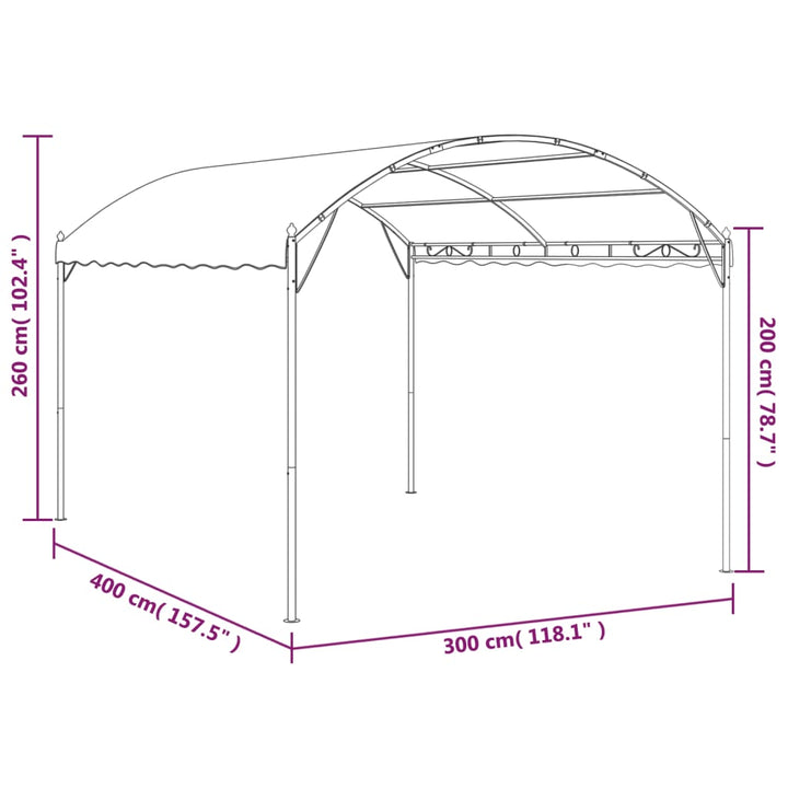 pavillon 4x3x2,6 m 180 g/m² gråbrun