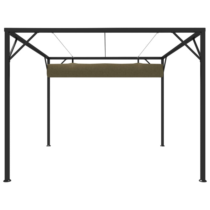 havepavillon med tilbagetrækkeligt tag 3x3 m 180 g/m² gråbrun