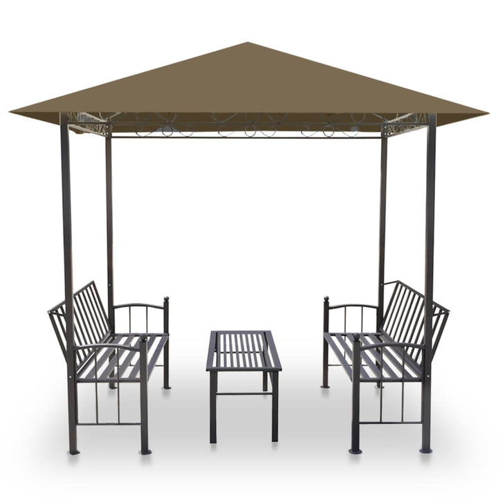 havepavillon med bord og bænke 2,5x1,5x2,4 m 180 g/m² gråbrun