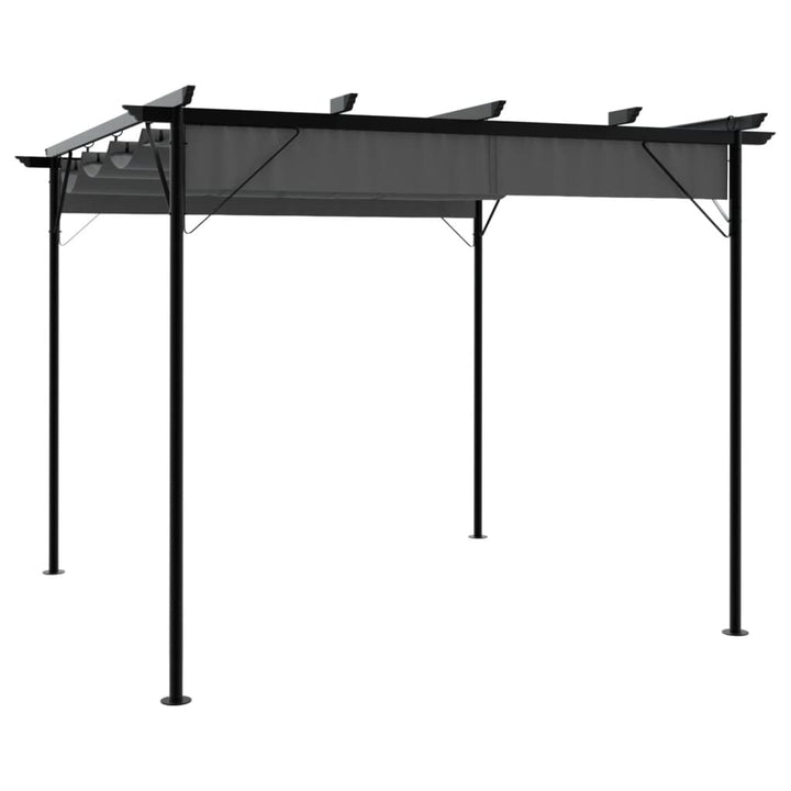 pergola med sammenrulleligt tag 3x3 m 180 g/m² antracitgrå