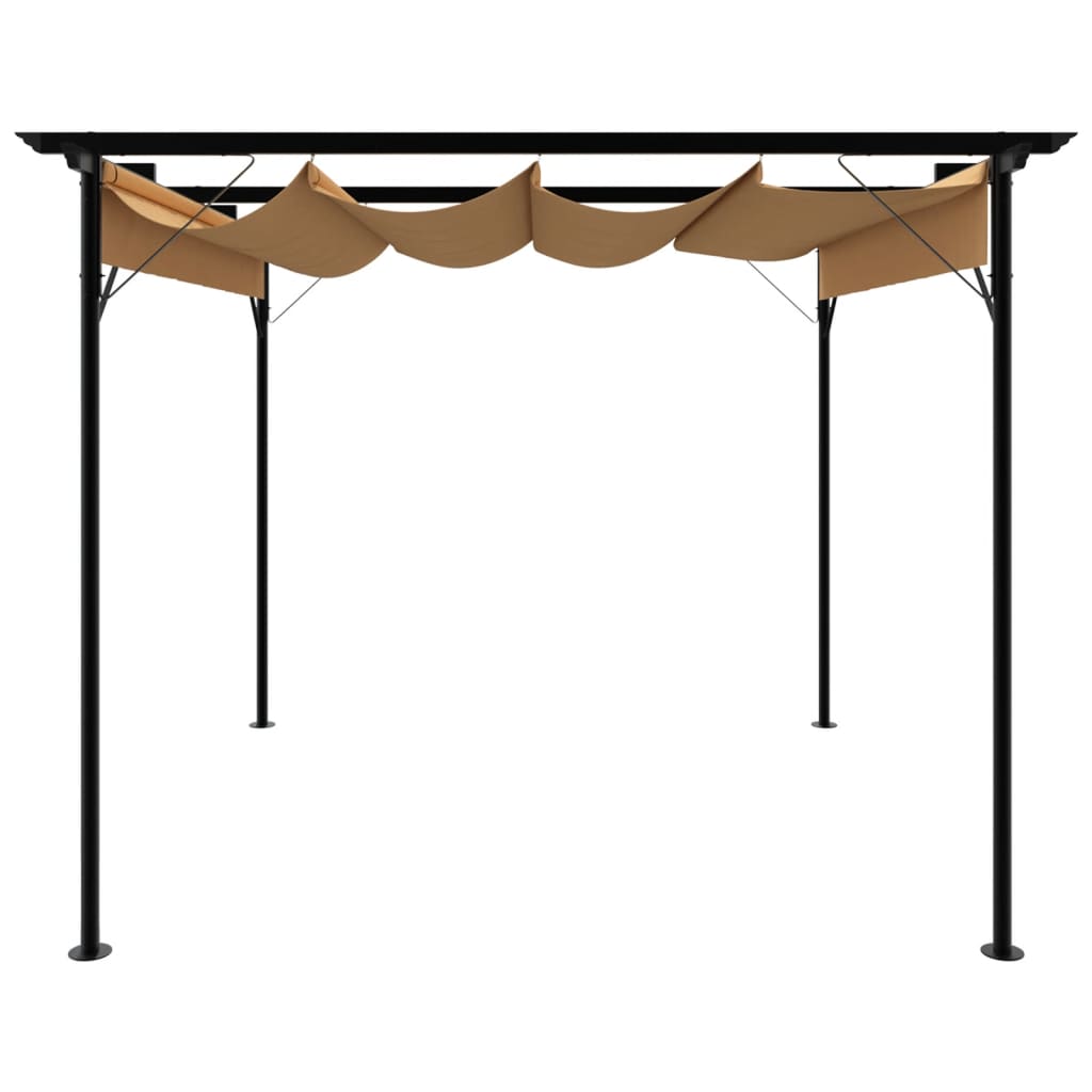 pergola med sammenrulleligt tag 3x3 m 180 g/m² stål gråbrun