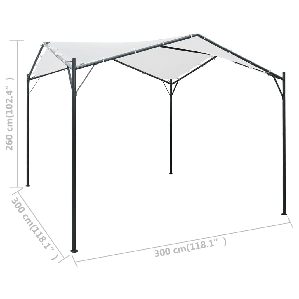 havepavillon 3x3x2,6 m 180 g/m² hvid