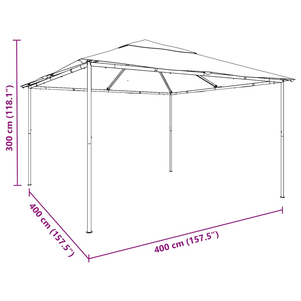 havepavillon 4x4x3 m 180 g/m² hvid