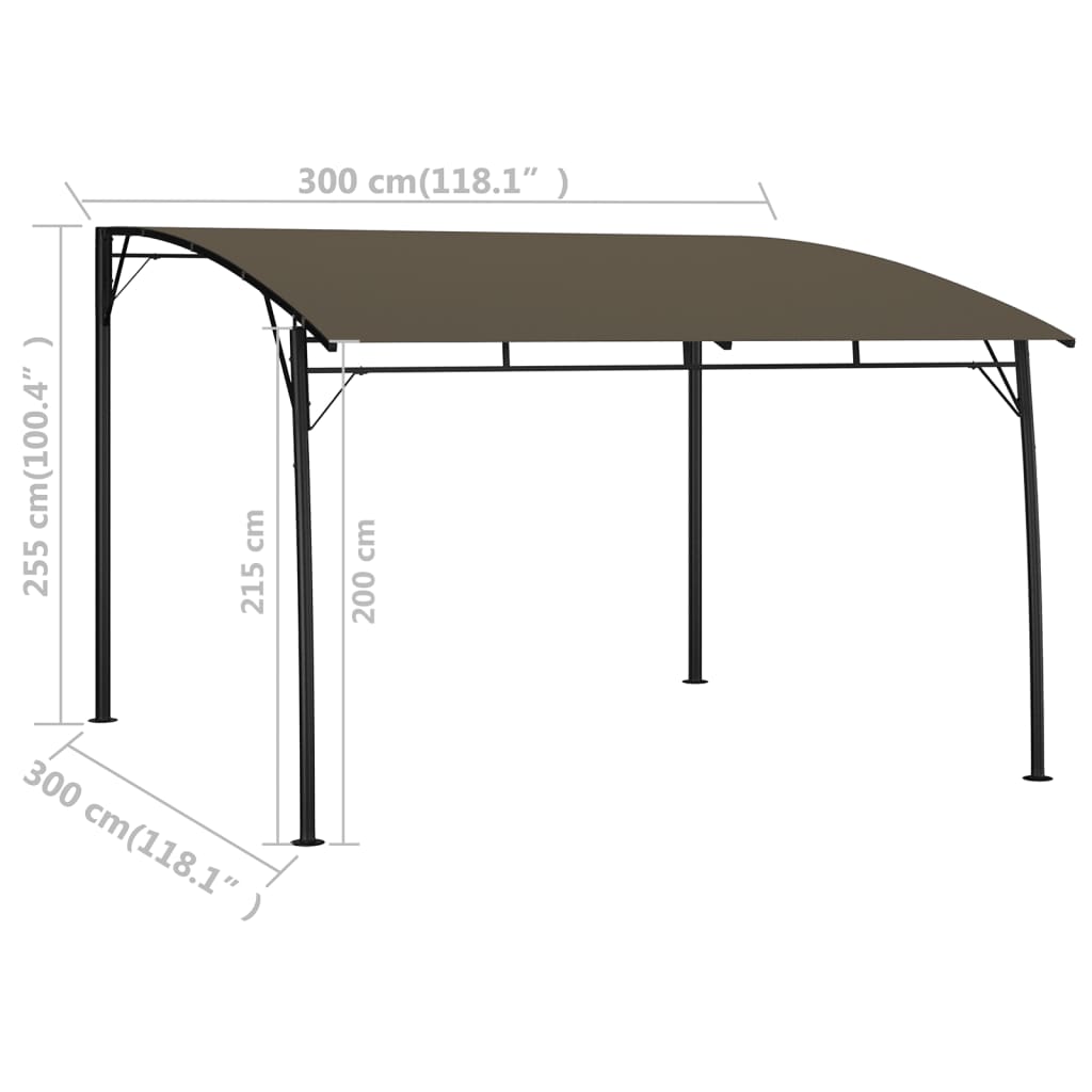 havemarkise 3x3x2,55 m gråbrun