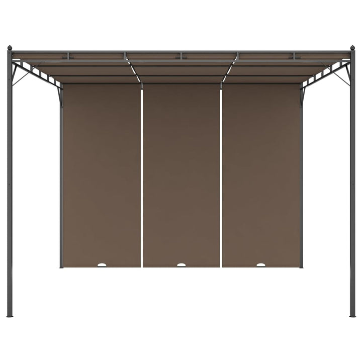 havepavillon med gardin 3x3x2,25 m gråbrun