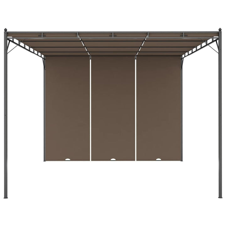 havepavillon med sidegardin 4x3x2,25 m gråbrun