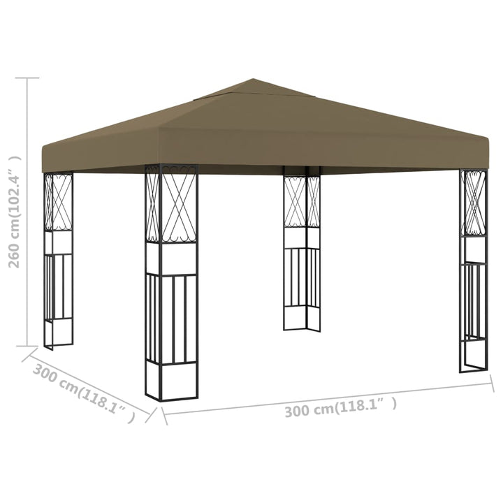 pavillon 3x3 m stof gråbrun