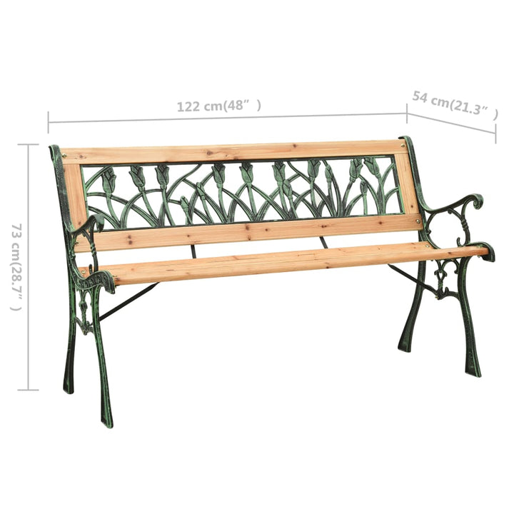 havebænk 122 cm støbejern og massivt grantræ