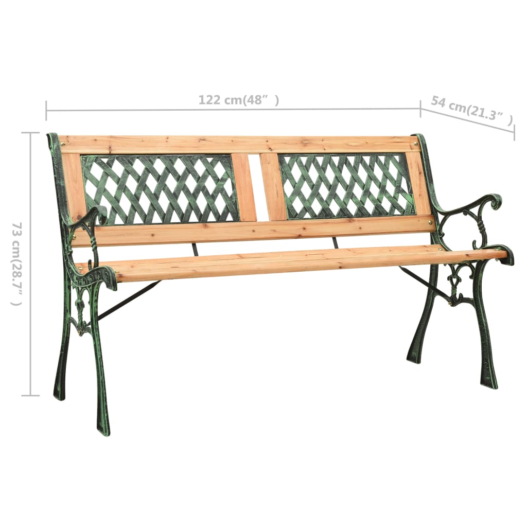 havebænk 122 cm støbejern og massivt grantræ