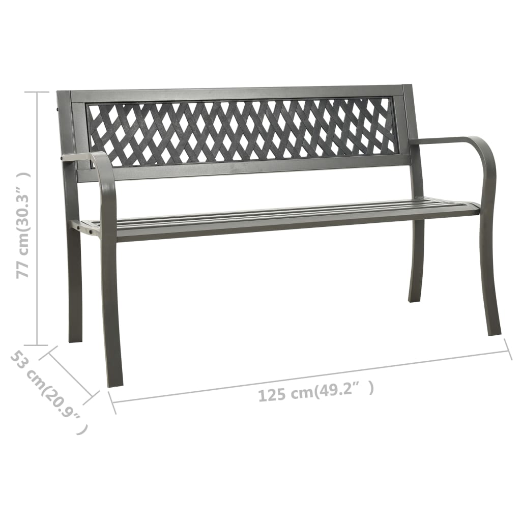 havebænk 125 cm stål grå