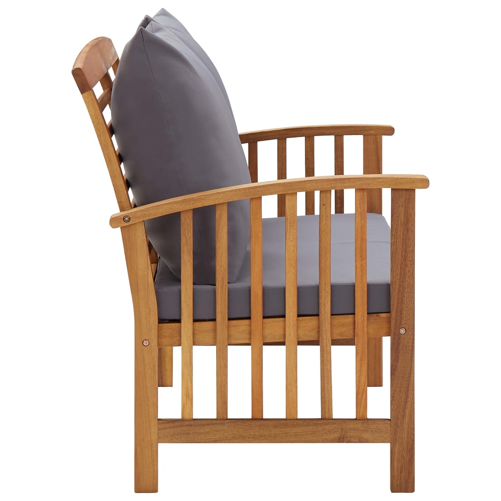 havebænk med hynder 119 cm massivt akacietræ