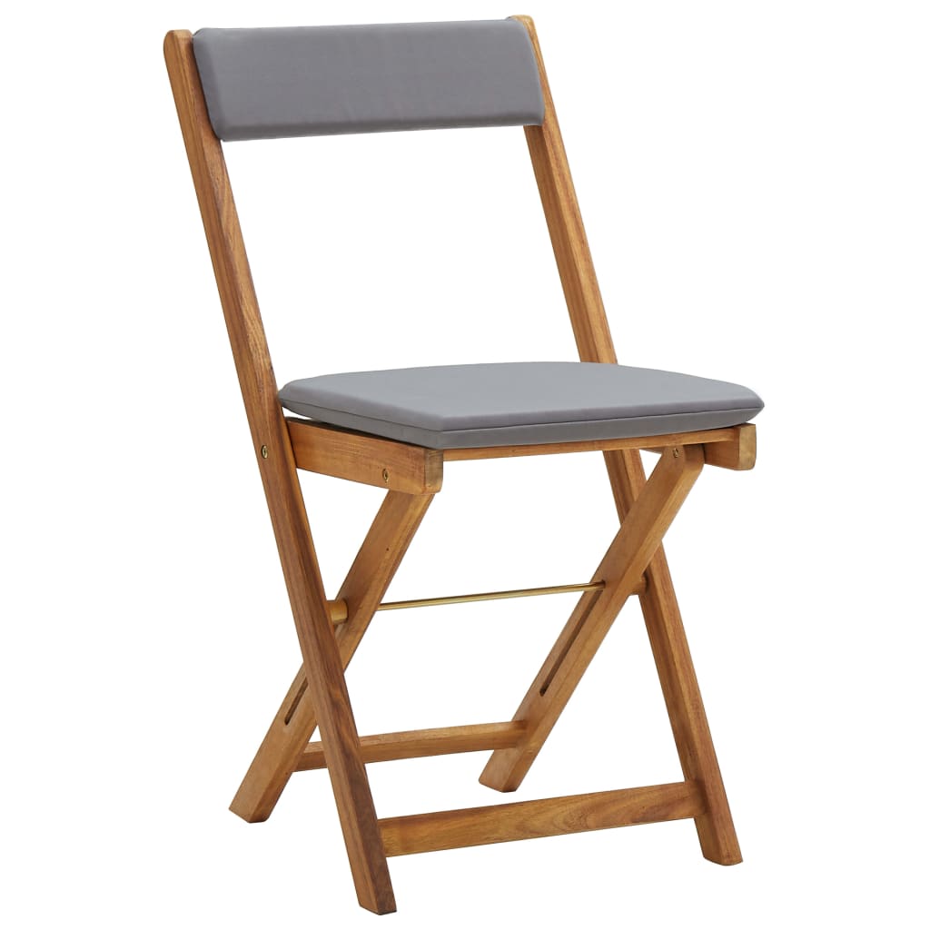 | Havemøbelsæt | med pude Foldbar 2 pcs Mørkegrå puder Varmt træ