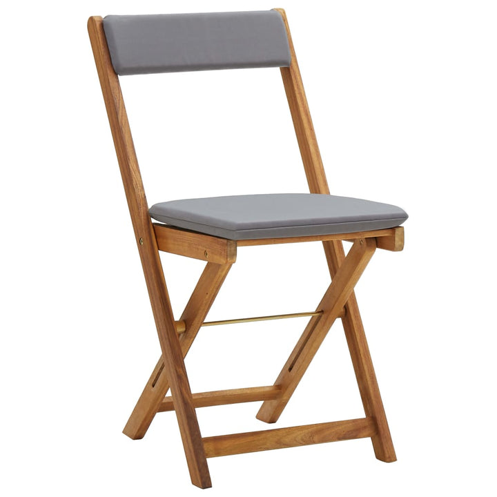 | Havemøbelsæt | med pude Foldbar 2 pcs Mørkegrå puder Varmt træ