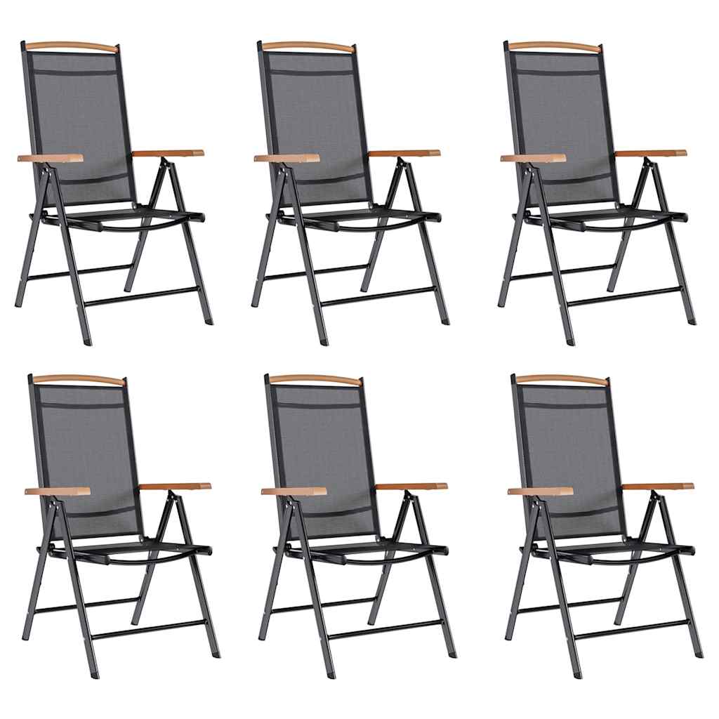 Klapstole 6 stk. Textilene Sort