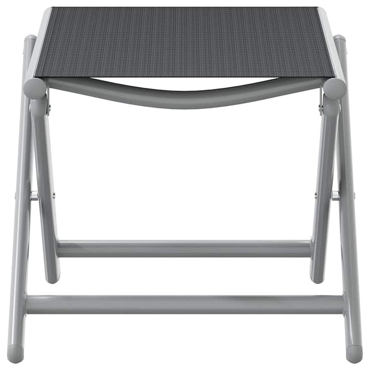 foldbar fodskammel textilene og aluminium sort og sølvfarvet