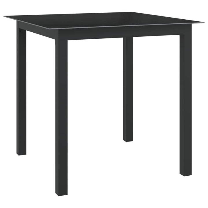 havebord 80x80x74 cm glas og aluminium sort