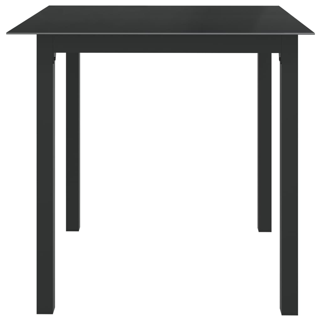 havebord 80x80x74 cm glas og aluminium sort