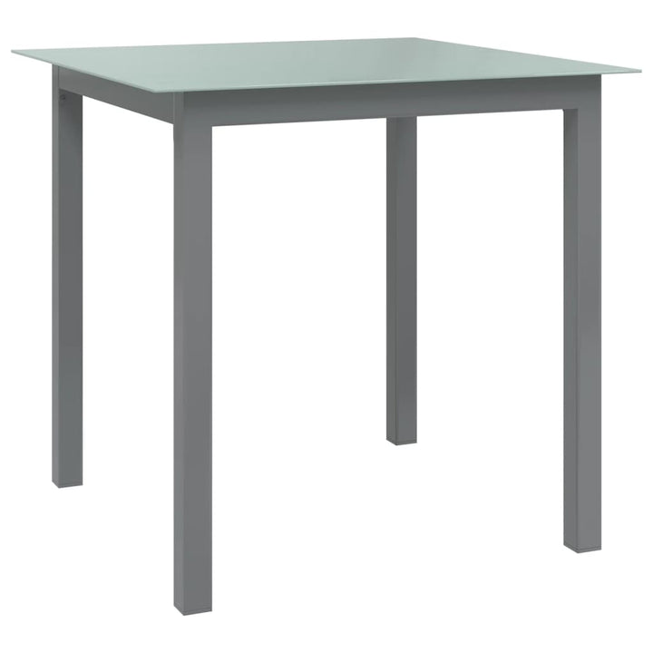 havebord 80x80x74 cm aluminium og glas lysegrå