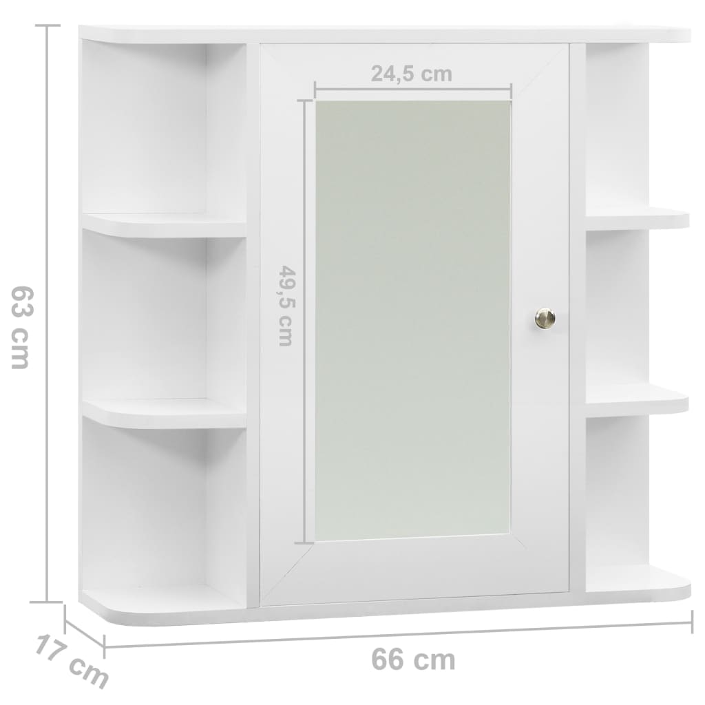 badeværelsesskab med spejl 66x17x63 cm MDF hvid