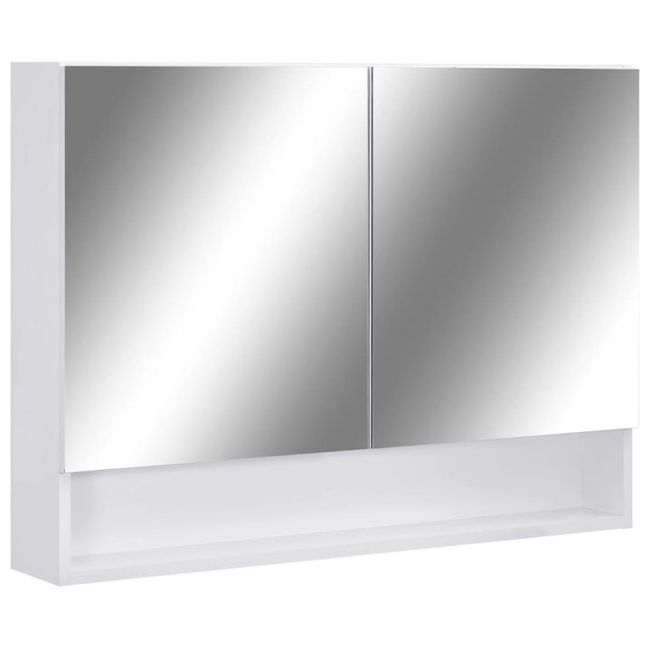 badeværelsesskab med spejl + LED 80x15x60 cm MDF hvid