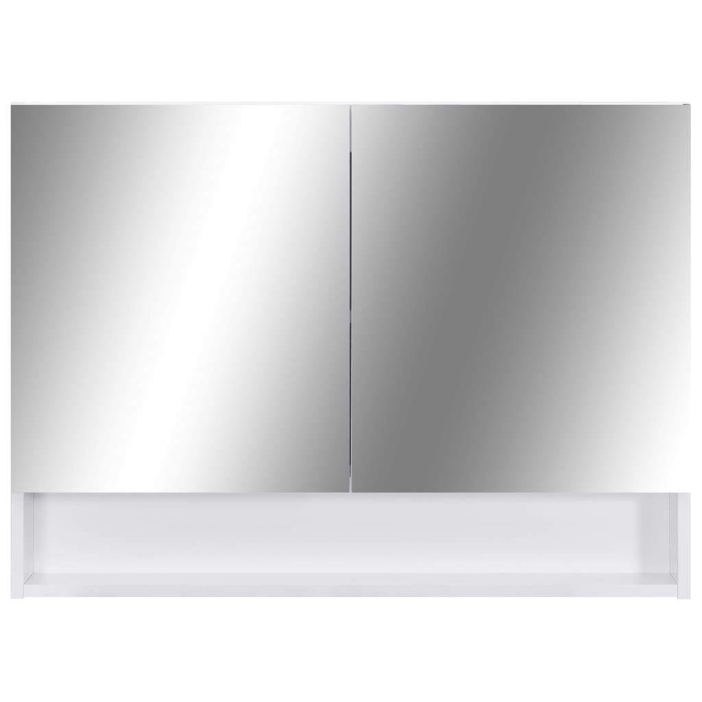 badeværelsesskab med spejl + LED 80x15x60 cm MDF hvid
