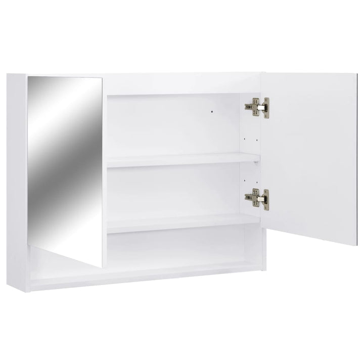 badeværelsesskab med spejl + LED 80x15x60 cm MDF hvid