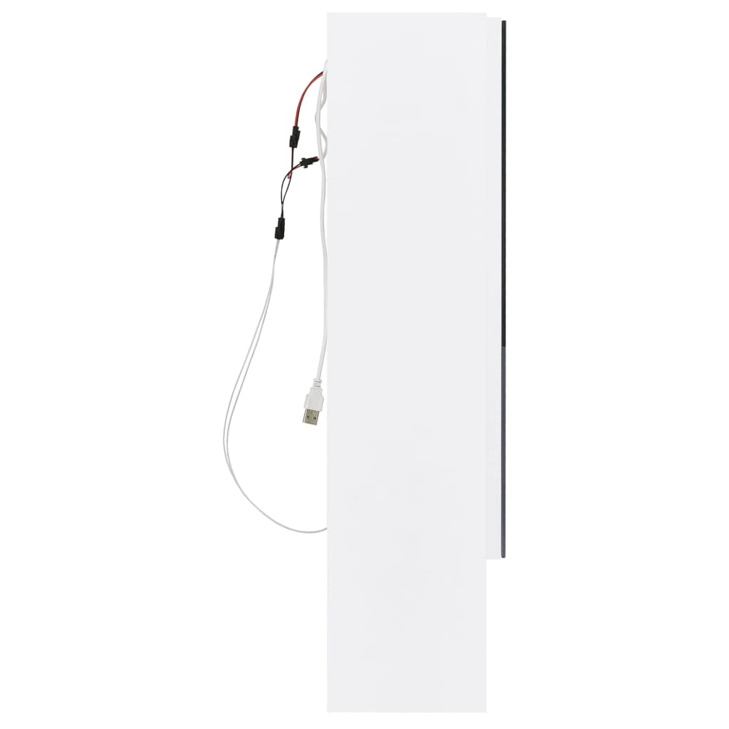 badeværelsesskab med spejl + LED 80x15x60 cm MDF hvid