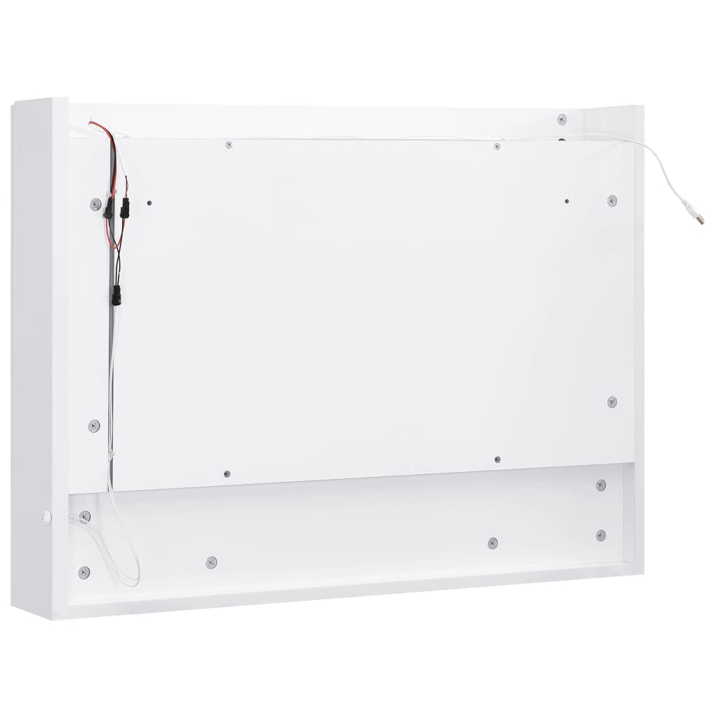 badeværelsesskab med spejl + LED 80x15x60 cm MDF hvid