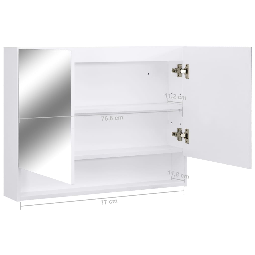 badeværelsesskab med spejl + LED 80x15x60 cm MDF hvid